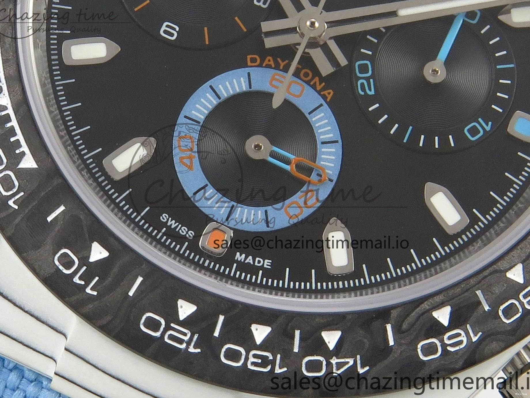 MiroTime 0106 Attractive Daytona DIW Carbon Case and Bezel DIWF Edition Black Dial on Blue Nylon Strap A 71